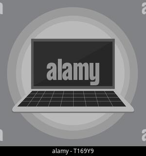 Laptop mit Raster Design Tastatur und leeren schwarzen Bildschirm auf pastellfarbenen Hintergrund Design Business Konzept leeren Text kopieren für Web Banner Werbemittel materia Stock Vektor