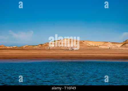 Am späten Nachmittag Sonne wirft Schatten über die Sanddünen an Adolfo Lopez Mateos in Baja California, Mexiko Stockfoto