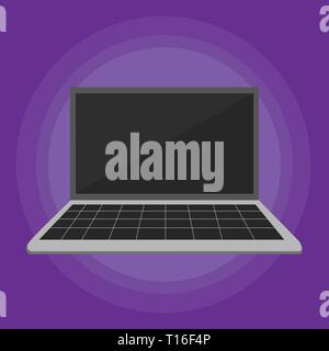 Laptop mit Raster Design Tastatur und leeren schwarzen Bildschirm auf pastellfarbenen Hintergrund Business leere Vorlage für das Layout für die Einladung Grußkarte Förderung p Stock Vektor