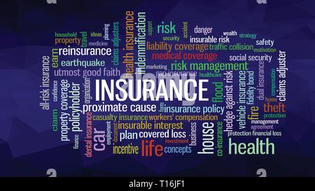 Versicherung Wort Cloud Konzeption Illustration, zeigen Wörter Management Business zu Risiko Stock Vektor