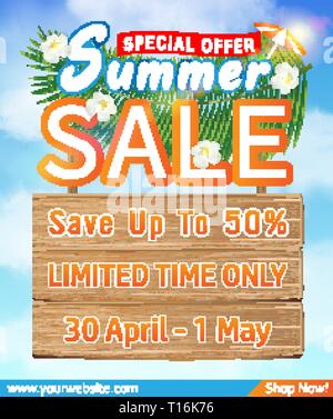 Summer Sale Angebot Angebot Förderung Poster Stock Vektor