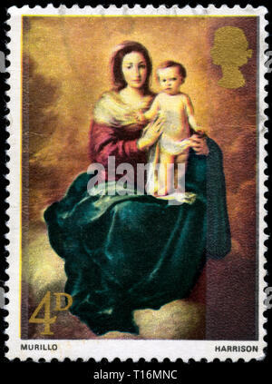 Briefmarke aus dem Vereinigten Königreich und Nordirland in der Weihnachtszeit 1967 - Gemälde der Serie Stockfoto