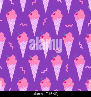 Cartoon nahtlose Muster. Vektor Sommer Hintergrund. Eistüten. Stock Vektor