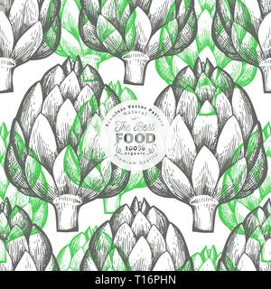 Artischocke Gemüse Illustration. Hand Vektor essen Abbildung gezeichnet. Graviert stil Gemüse. Vintage botanischen Hintergrund. Stock Vektor