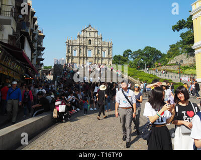 Macau, China - November 2, 2017: Ein Bild der Ruinen von St. Paul's. Stockfoto