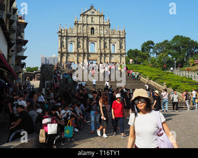 Macau, China - November 2, 2017: Ein Bild der Ruinen von St. Paul's. Stockfoto