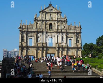 Macau, China - November 2, 2017: Ein Bild der Ruinen von St. Paul's. Stockfoto