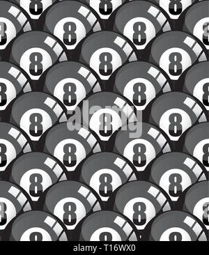 Snookers Billard-pool Kugeln 8 - 8 Kugeln - Schwarz mit Reflexionen, nahtlose Hintergrund, Vector Illustration Stock Vektor