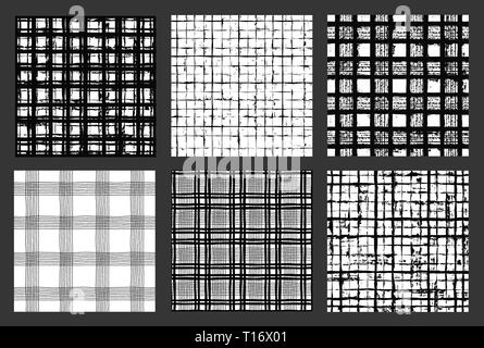 Bemalte Muster Handgezeichnete Hintergründe Plaid Karierte Stock Vektor