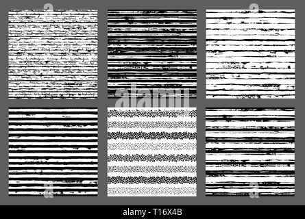 Bemalte Muster Handgezeichnete Hintergründe Punkte Streifen Stock Vektor