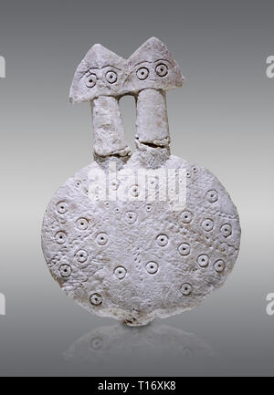 Bronzezeit Anatolischen zwei vorangegangen Scheibe alabaster Göttin Figur - 19. bis 17. Jahrhundert v. Chr. - kltepe Kanesh - Museum für Anatolische Zivilisationen, Stockfoto