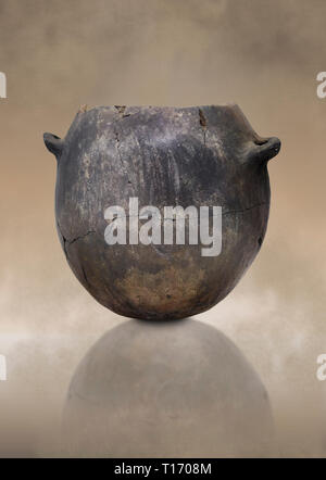 Jungsteinzeit terrakottatopf. Catalhoyuk Sammlung, das Archäologische Museum von Konya, Türkei Stockfoto