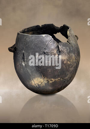 Jungsteinzeit terrakottatopf. Catalhoyuk Sammlung, das Archäologische Museum von Konya, Türkei Stockfoto