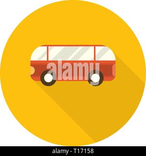 Vector Illustration. Flaches Design runden Symbol mit Bus. Stock Vektor