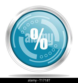 Prozent silber metallic Chrom Grenze runde Web Icon, Vector Illustration für Webdesign und mobile Anwendungen auf weißem Hintergrund Stock Vektor