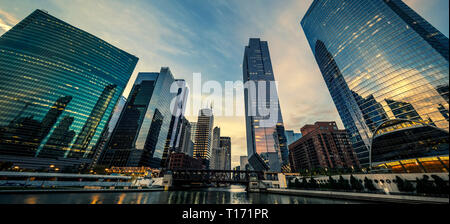 Chicago mit Morgenlicht, USA. Stockfoto