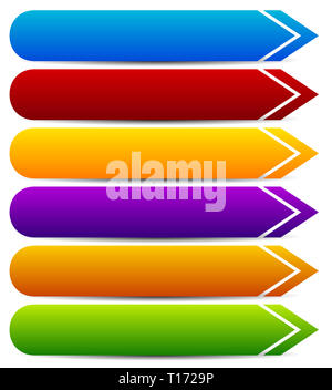 Vector Illustration von Schaltflächen mit pfeilspitzen am Ende. Eps 10. Stockfoto