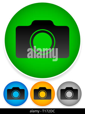 Eps 10 Vector Illustration des Kreises icons/Buttons mit professionellen, DSLR-Kamera symbol. Fotografie Konzept. Stockfoto
