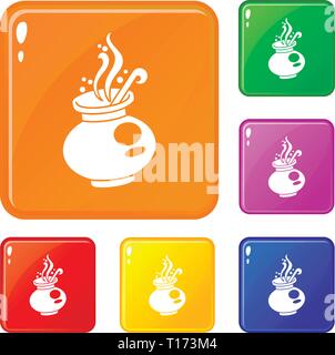 Magic cauldron Icons Set Vector Farbe Stock Vektor