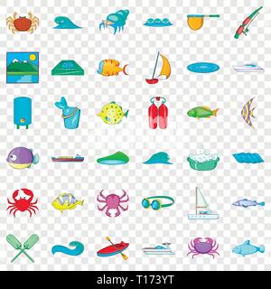 Wasser-Icons set, cartoon-Stil Stock Vektor