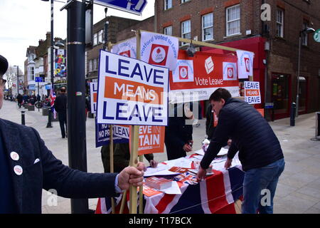 Brexit in Watford verlassen Stockfoto