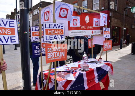 Brexit in Watford verlassen Stockfoto