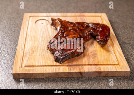 Essen, lecker, Pferdefleisch und Handwerk Konzept - serviert Gegrilltes Steak Stockfoto