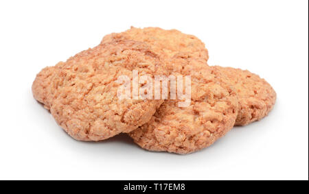 Stapel von oatmeal Cookies auf weißem Hintergrund Stockfoto