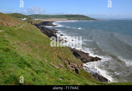 Landschaft auf dem Weg zu Baggy Punkt, Croyde, Braunton, North Devon, Großbritannien Stockfoto