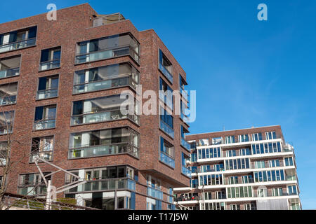 Moderne Stadthäuser in der Hafencity in Hamburg, Deutschland Stockfoto