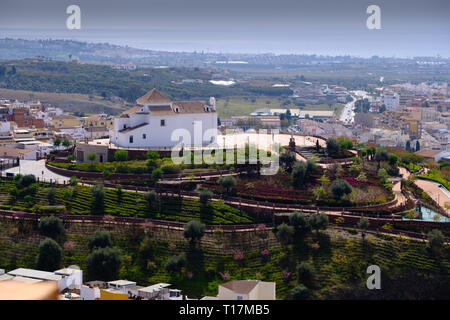 Cerro de los Remedios Kirche in Los Remidios Garten Park, Velez-Malaga, Axarquia, Malaga, Andalusien, Costa del Sol, Spanien Stockfoto