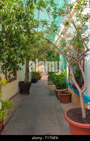 Es, s La Almedina, dem ältesten Viertel in der Almeria Stadt, aus dem 10. Jahrhundert, voller enger Gassen und Blick auf die gesamte Bucht. Stockfoto