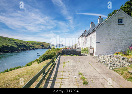 Malerische Dorf an der Küste entlang Pembrokeshire Coast Path in Abercastle, Wales, Großbritannien Stockfoto