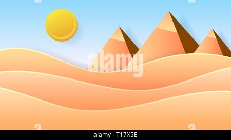 Wüste Ägypten. Natur Vector Illustration. Natur Landschaft. Zeichen, Symbol, Element. Das alte Ägypten Kairo - Gizeh Stock Vektor