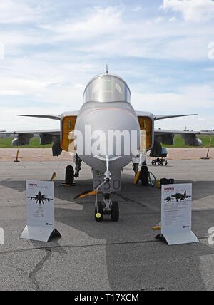 MALMSLÄTT 20180505 Ansicht von Jas 39 Gripen während der Garnison in Malmen Flughafen außerhalb von Linköping. Foto Jeppe Gustafsson Stockfoto