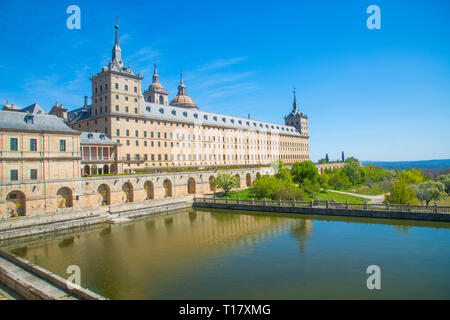 Königliche Kloster. San Lorenzo del Escorial, Madrid-Segovia, Spanien. Stockfoto