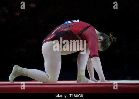 Birmingham, Großbritannien. 23. März 2019. Aliya Mustafina (RUS), die bei den Frauen Wettbewerb Turn-WM in Birmingham, UK. Credit: Giovanni Strondl. Credit: Giovanni Strondl/Alamy leben Nachrichten Stockfoto