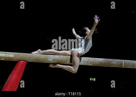 Birmingham, Großbritannien. 23. März 2019. Jieyu Liu (CHN), die bei den Frauen Wettbewerb Turn-WM in Birmingham, UK. Credit: Giovanni Strondl. Credit: Giovanni Strondl/Alamy leben Nachrichten Stockfoto