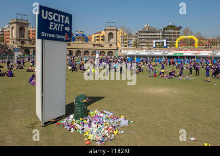 Mailand, Italien. 24 Mär, 2019. Foto Carlo Cozzoli - LaPresse 24-03-19 Milano (Italia) Cronaca StraMilano2019 Arrivo Arena Civica Credit: LaPresse/Alamy leben Nachrichten Stockfoto