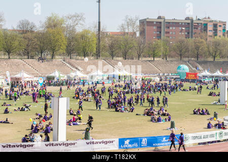 Mailand, Italien. 24 Mär, 2019. Foto Carlo Cozzoli - LaPresse 24-03-19 Milano (Italia) Cronaca StraMilano2019 Arrivo Arena Civica Credit: LaPresse/Alamy leben Nachrichten Stockfoto