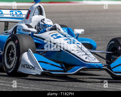 Austin, Texas, USA. 22 Mär, 2019. JOSEF NEWGARDEN (2) von den Vereinigten Staaten durch die dreht sich während der Praxis geht für die INDYCAR Klassiker am Stromkreis des Americas in Austin, Texas. (Bild: © Walter G Arce Sr Asp Inc/ASP) Stockfoto