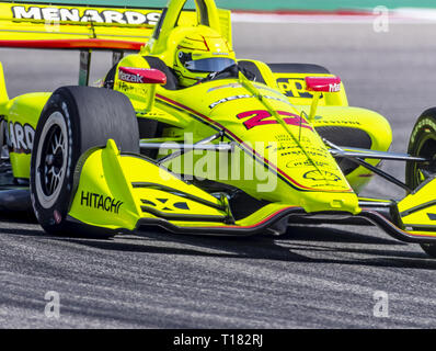 Austin, Texas, USA. 22 Mär, 2019. SIMON PAGENAUD (22) von Frankreich geht durch die Drehungen während der Praxis für die INDYCAR Klassiker am Stromkreis des Americas in Austin, Texas. (Bild: © Walter G Arce Sr Asp Inc/ASP) Stockfoto