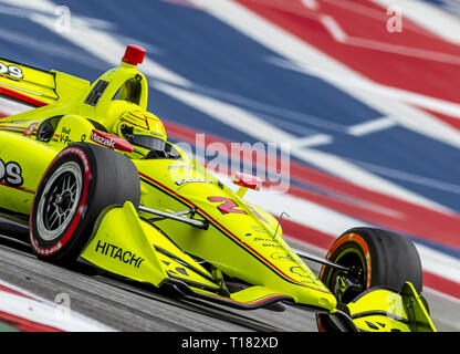 Austin, Texas, USA. 22 Mär, 2019. SIMON PAGENAUD (22) von Frankreich geht durch die Drehungen während der Praxis für die INDYCAR Klassiker am Stromkreis des Americas in Austin, Texas. (Bild: © Walter G Arce Sr Asp Inc/ASP) Stockfoto