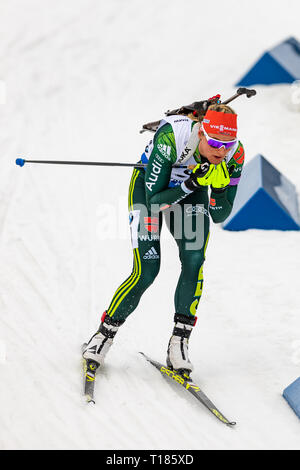 Oslo, Norwegen. 24 Mär, 2019. BMW IBU Weltcup Biathlon. 24. März 2019 Denise Herrmann von Deutschland konkurriert im Massenstart Damen 12,5 während der BMW IBU Weltcup Biathlon am Holmenkollen in Oslo, Norwegen. Credit: Nigel Waldron/Alamy leben Nachrichten Stockfoto