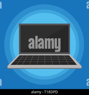 Laptop mit Raster Design Tastatur und leeren schwarzen Bildschirm auf pastellfarbenen Hintergrund Design Business leere Raum Text für Anzeige Web site Förderung isolierte Verbot Stock Vektor