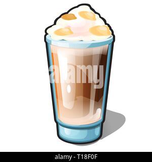 Einen Eiskaffee mit Karamell und Sahne in einem Glas Schale auf einem weißen Hintergrund. Rezepte für leckere Drinks oder Getränke und Cocktails Stock Vektor