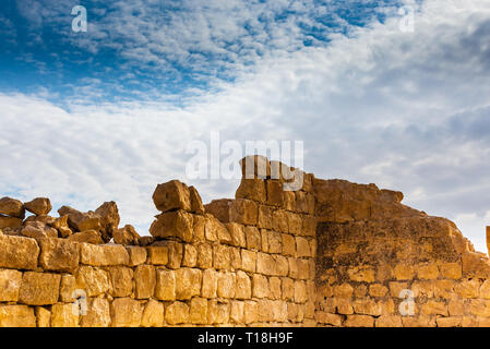 SHIVTA, Israel/Feb 18, 2018: Diese alten christlichen Nabatäischen Stadt in der israelischen Wüste Negev wurde aufgegeben, rund 200 Jahre nach der muslimischen Eroberung i Stockfoto