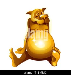 Goldene Figur eines Hundes gesättigt selbst auf weißem Hintergrund. Vektor cartoon Close-up Abbildung. Stock Vektor