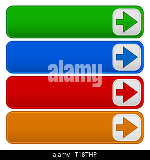 4 Farbe Banner, Schaltflächen mit Pfeilen Stockfoto