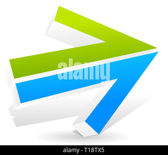 Doppelpfeil nach rechts mit frischen Farben. Stockfoto